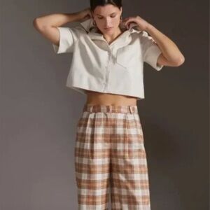 Maeve by  Anthropology Cropped Faux Leather Surf Shirt.